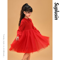 Girls Winter dress Chinese red children autumn winter skirt Christmas New Year dress Red year dress Princess dress