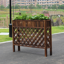 Anti-corrosion wood flower rack Outdoor flower box Solid wood decorative fence fence grid flower trough flower pot rack Restaurant partition guardrail