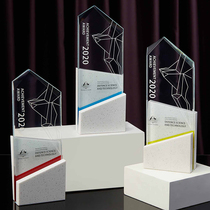 Creative Crystal Trophy Customized Marble Color Printing Trophy Customized Medal Lettering Anniversary Awards Staff Commendation