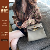 RACE CHOICE autumn and winter new bag Women large capacity leather wild elephant gray Kelly bag Hand bag