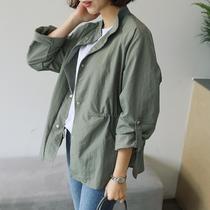 Now South Korea East Gate autumn womens clothing 2021 New Joker waist drawstring casual loose collar coat