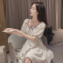 2021 Summer new French style small sweetheart pleated white bubble sleeves with gentle wind princess dress