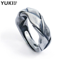 YUKI personality hipster men and girls retro temperament to do old Maji winding silver ring ring food finger ring tail ring