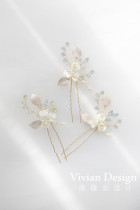 Pearl opal white flower hair fork small delicate bridal headgear studio high-end hair insert