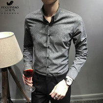 Fugui Bird Mens 2021 autumn new shirt mens long sleeve Korean trend casual cotton handsome non-iron shirt