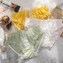 Japanese yellow underwear women cotton crotch comfortable girl cute ice silk summer thin breathable female shorts