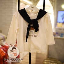 Direct mail ETTOI Korea Pegus childrens wear 21 Autumn white T-shirt cotton shawl 521003