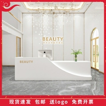 Customized Simple Modern Beauty Bar Cabinet Light Luxury Bar Commercial imitation Marble Corporation Front Desk