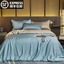 High-end light luxury wind 100s double-sided Tencel four-piece summer simple atmospheric ice silk nude sleeping sheets bedding