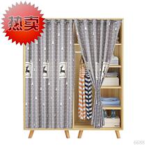 High-end dust curtain cloakroom Nordic perforated cabinet wardrobe curtain open shade pull gray type k-free