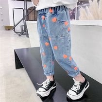 Girl Spring Autumn Season Jeans 2022 New Children Foreign Air Long Pants Fashion Casual Loose Baby Spring Loaded Pants