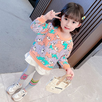 Girl Autumn Clothing Suit 2021 New Female Baby Spring Autumn Ocean Gas Casual Cartoon Children Fall Long Sleeve Two Sets