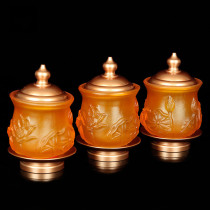  Supplies for the Buddha Colorful glass lotus water supply cup Holy water cup in front of the Buddha Water purification cup for the Cup Tribute water cup Buddha hall decoration
