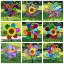 Childrens cartoon windmill toys outdoor decoration sunflower rotating colorful size windmill ground push stalls small gifts