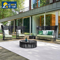 Outdoor sofa balcony rattan chair courtyard garden hotel furniture model room outdoor waterproof rattan sofa furniture