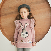 Boat rat girl velvet sweater Korean version of the tide of the Western style cartoon semi-high collar 2020 autumn new thickened autumn and winter