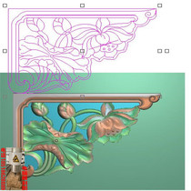 Antique hollow Lotus Lotus Lotus horned table feet jdp relief map gray-scale wood carving computer carving