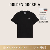 Golden Goose Mens Clothing Letter Black Cotton Circle T-shirt