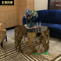 Simple stainless steel round coffee table creative fish scale tempered glass tempered glass negotiation several designer furniture custom-made 5001