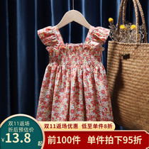 Girls dress 2022 new summer dress childrens Western-style floral skirt babys Western-style skirt Korean version of the princess skirt tide
