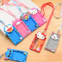 TTQ cute cartoon animation access control card set vertical version with lanyard sprout soft glue PVC Bank of Communications certificate set