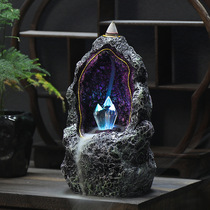 Creative resin back incense burner crystal cave LED night light beautiful indoor incense burner ornaments return incense stove