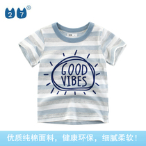 Brand foreign trade 2021 summer new net red childrens clothing childrens short sleeve boys T-shirt stripes pure cotton baby clothes