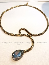 Big-name designer 24k gold-plated drop-shaped high-order crystal necklace