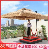 Outdoor Beach Umbrella Outdoor Thatch Security Guard Post Umbrella Beach Holiday Straw Umbrella Courtyard Garden Villa Rome Umbrella