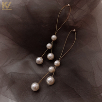 925 sterling silver pearl earrings female temperament advanced earrings 2021 New Tide Net Red simple long earrings