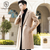 Thickened alpaca velvet mens wool coat Autumn and winter young mens medium-long double-sided coat tide