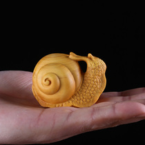 Leaflet boxwood snail Solid wood Animal handle pieces Home decoration Desktop decoration Carving crafts Tea pet