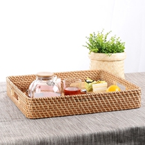 Imported vines handwoven attaching with handle rattan tray trays Fruit pan table top containing basket 