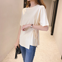 Niche design sense 2021 summer Korean T-shirt solid color short sleeve T-shirt large size Loose Womens top casual