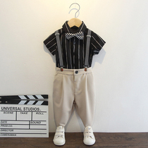 Boys Suit Summer Baby Flower Children Dress Children Short Sleeve Suit Strap Pants Summer Dress New Chorus Performance