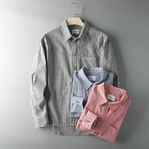 Day Department Regular casual washed anti-wrinkle fabric hand feel fine autumn mens striped long sleeve shirt tide
