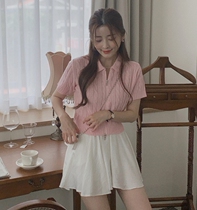 South Korean salt can be sweetened with small balls 6 Summer teen sweet and simple A character high waist tightness half-body dress