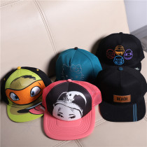 Foreign trade clearance youth childrens flat brim baseball cap cute cartoon trendy brand hip hop hard top adjustable 264