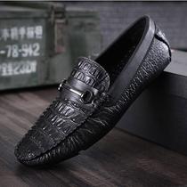 Tide brand 2021 spring and summer new leather driving shoes casual lazy shoes mens shoes crocodile pattern Korean edition Doudou shoes men