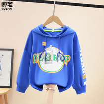 Boys sweatshirt Spring-autumn-style blouses children 2022 new CUHK Tong Shuai Handsome Gas Tandem Hat Fry Street Jersey Easing Tide