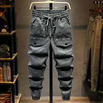 Pants mens autumn and winter New tooling sports leisure long pants trend loose straight mens large size bunches mens pants