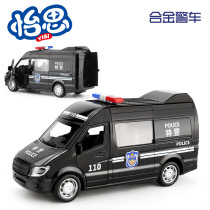 Childrens puzzle toy simulation alloy car model public security special police car back force sound and light double open door car model swing piece