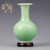 I-I-Uk Jingdezhen Ceramics Green Glazed Imitation Antique Vase Pendulum room New Chinese style minimalist Wine Cabinet Home Decoration