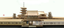 Japan DIY hand-assembled tenon-and-mortise structure woodyjoe fallon temple panoramic model craft gift pendulum piece
