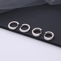 s925 pure silver insert drilling round ear button female ins tide personality temperament brief lukewarm wind retro 100 lap earrings