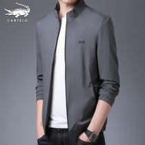 Crocodile spring and autumn thin mens jacket stand collar jacket mens leisure sports loose young and middle-aged mens shirt