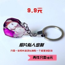 Photos Custom men and women lovers Key button chains Sub-crystal Photos Pendant Diy Creative 7 New Years Eve Gift