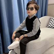 Han Fan Boy Clothing Boy Fake two Machia shirts Children lined with long sleeves Spring and autumn clothes The new medium and small children blouses cool