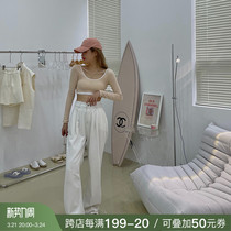 deessesicile 9 fold high waist large long leg white tug loose straight cylinder wide leg jeans Divinity pants female