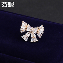 Simple temperament Lady bow small collar pin button suit zircon high-grade brooch jacket pin cardigan accessories